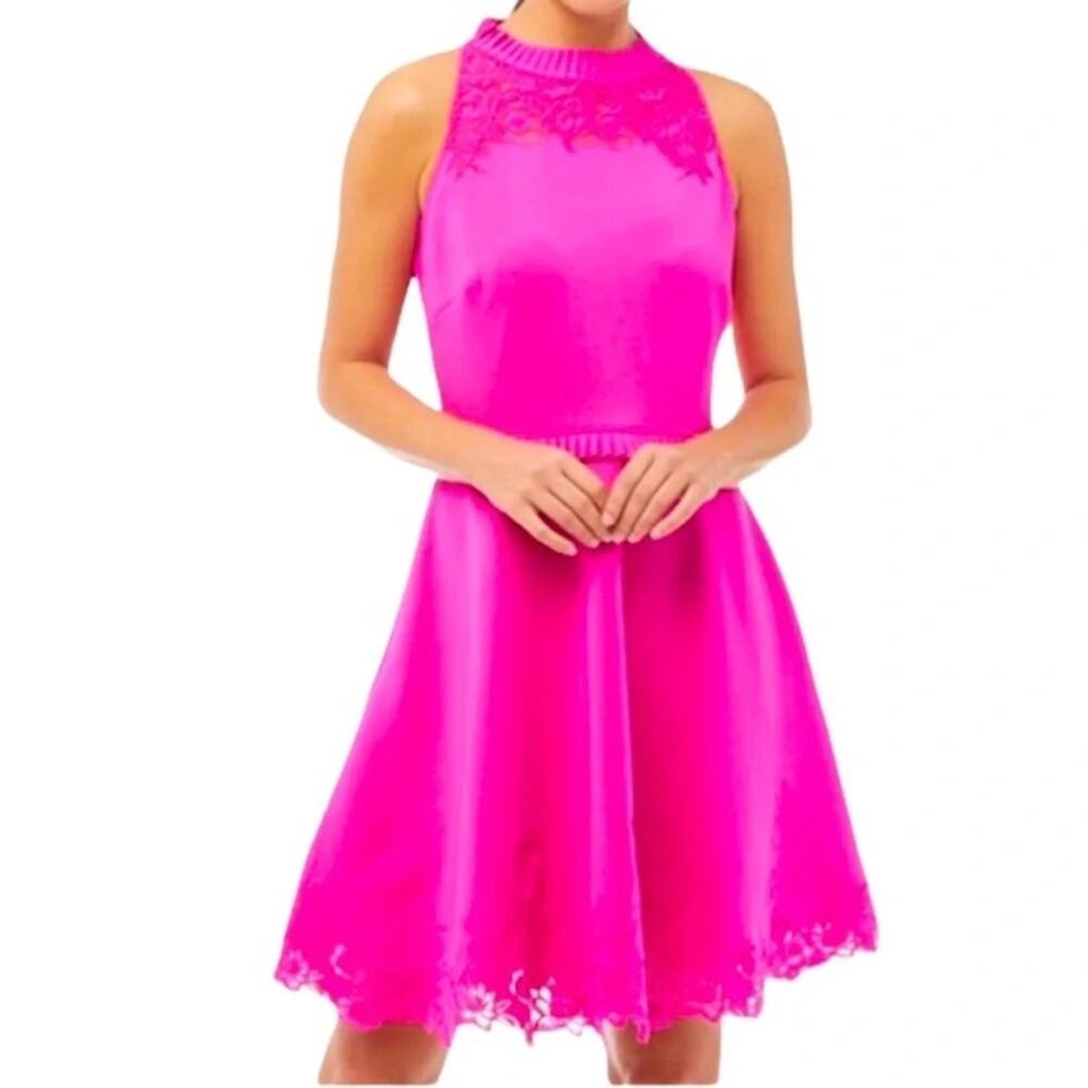 Ted Baker London Zaffton Fit & Flare Skater Dress Fuchsia Size 2 - Picture 3 of 14